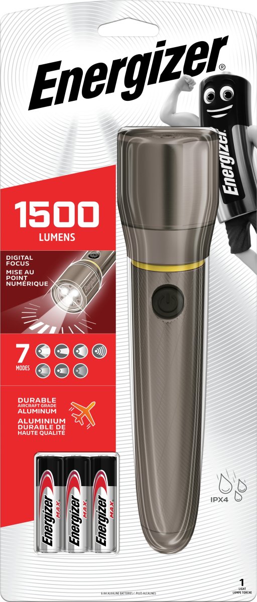 Energizer LED metal lommelygte, 6xAA, 1500lm