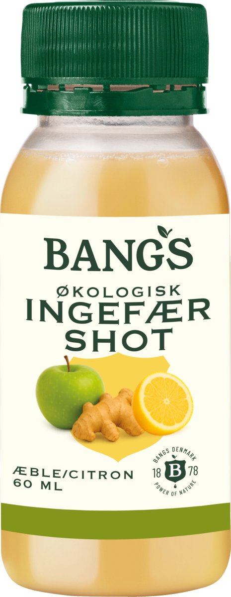 Bangs Økologisk Ingefærshot Æble/Citron, 6 cl