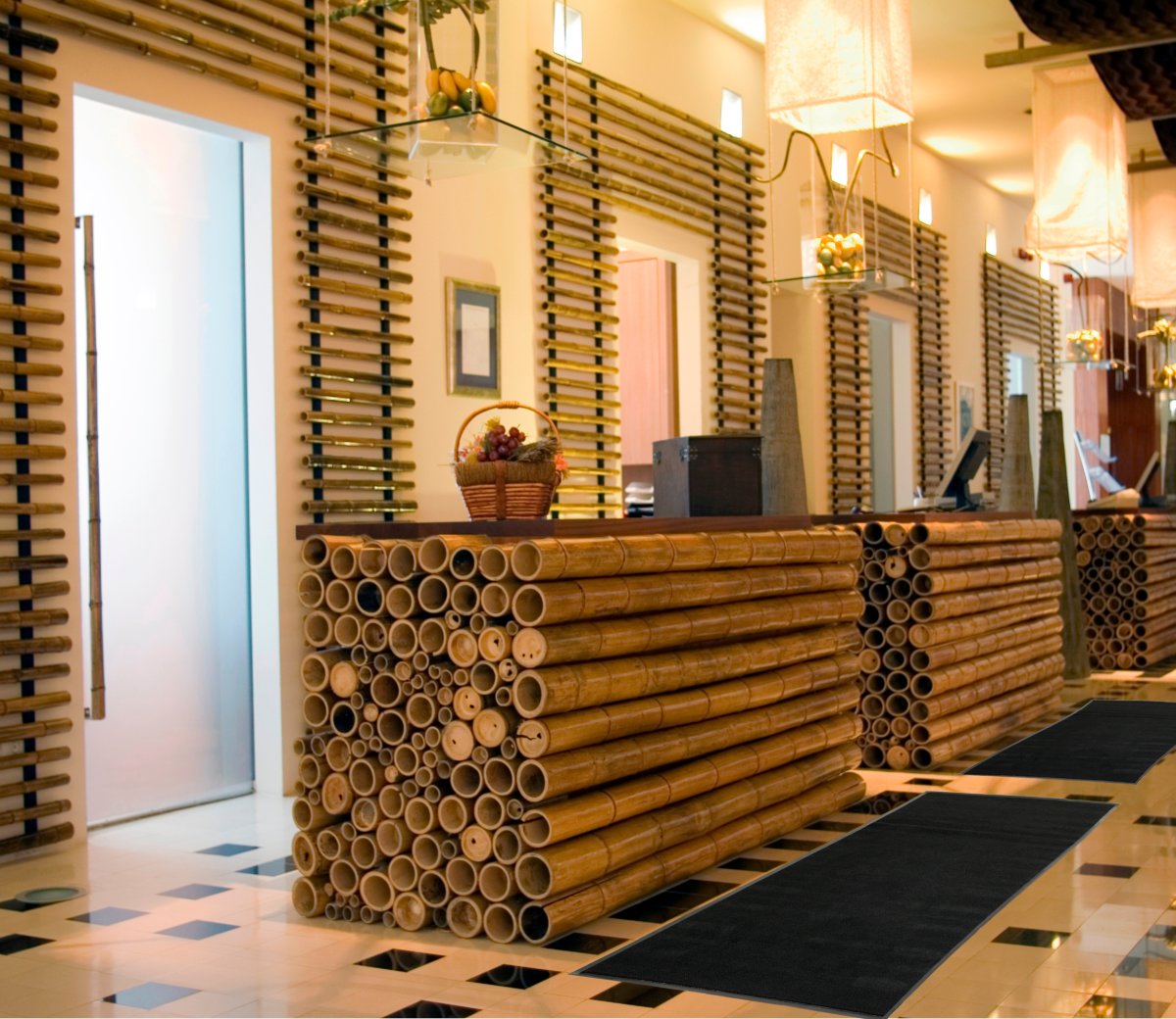 Skridsikker tæppe/måtte, 400x90 cm, sort