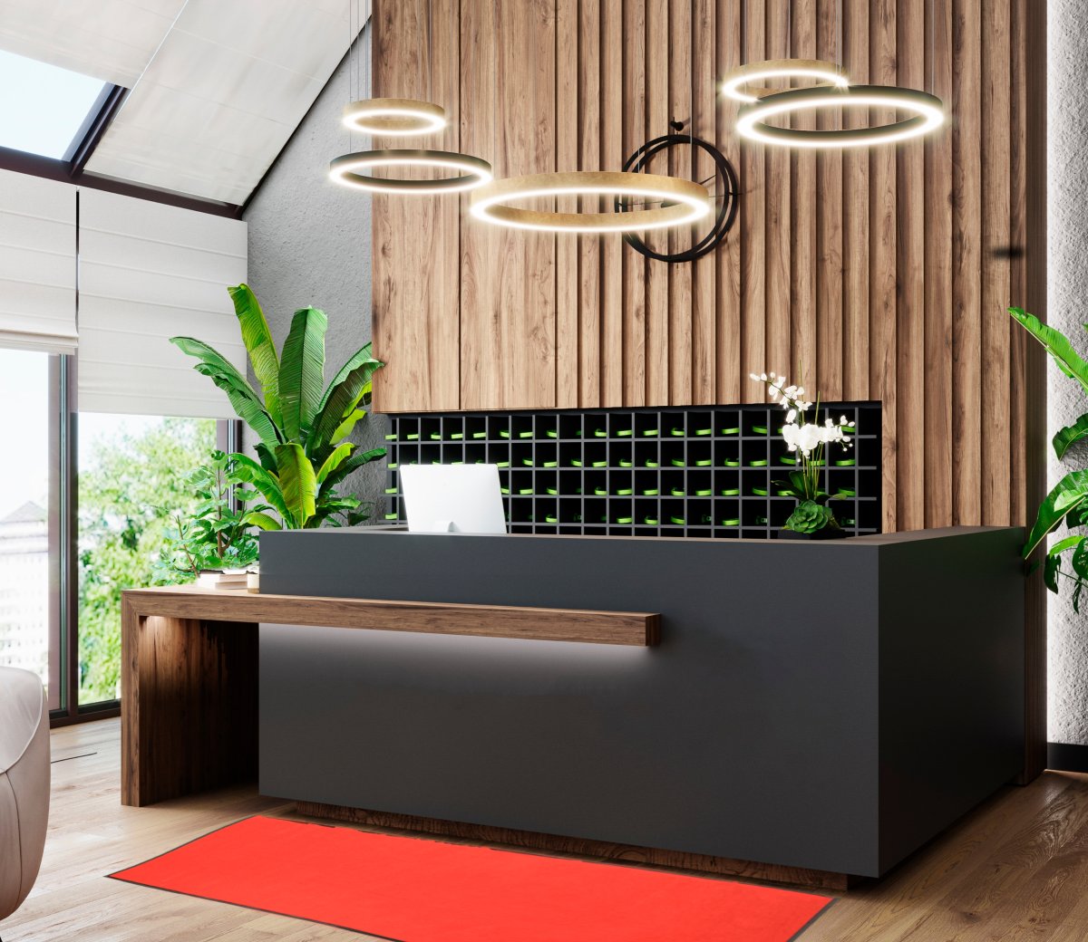 Skridsikker tæppe/måtte, 400x90 cm, rød