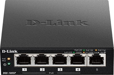 D-LINK Switch, 5-Port, Desktop, Gigabit, PoE+