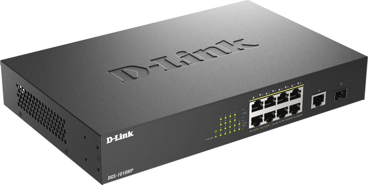 D-LINK Switch, 10-Port, Desktop, Gigabit, PoE+