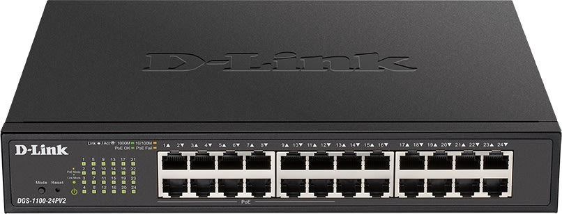 D-LINK Switch, 24-Port, PoE, Gigabit, Smart-Styret