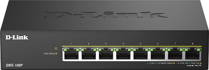 D-LINK Switch, 8-Port, 2.5G Multi-Gigabit, PoE++