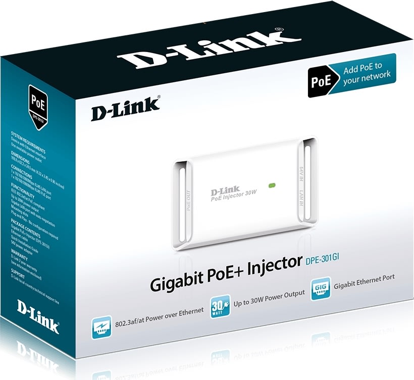 D-LINK Injektor, 1-Port Gigabit 30W PoE