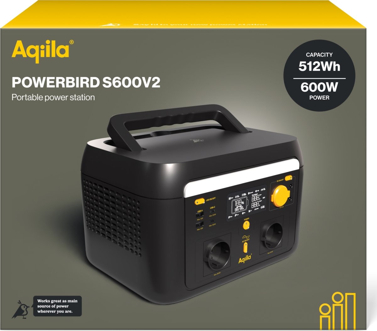 Aqiila Powerbird S600v2 Powerstation, 600W