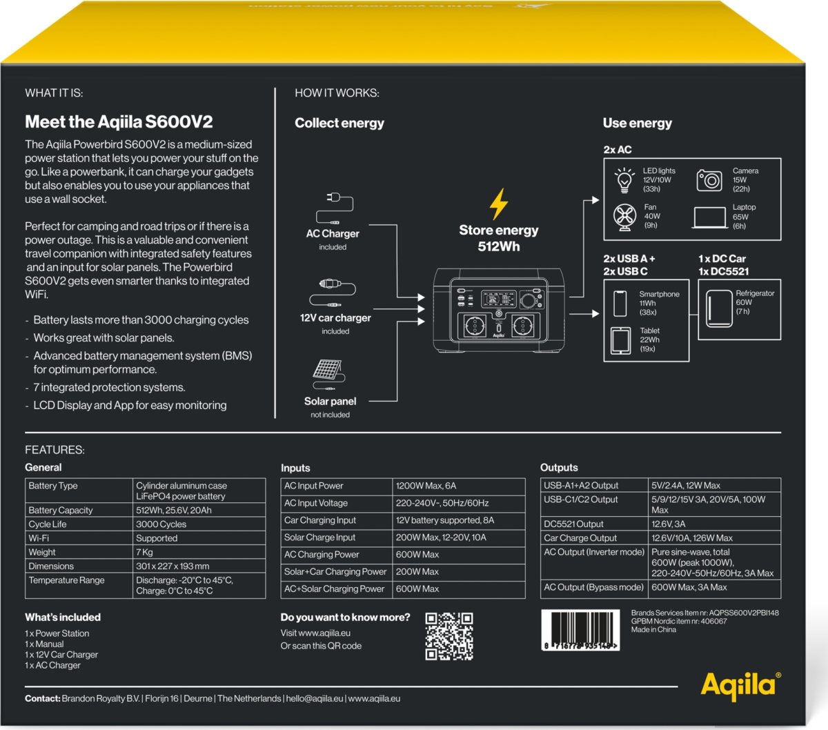 Aqiila Powerbird S600v2 Powerstation, 600W