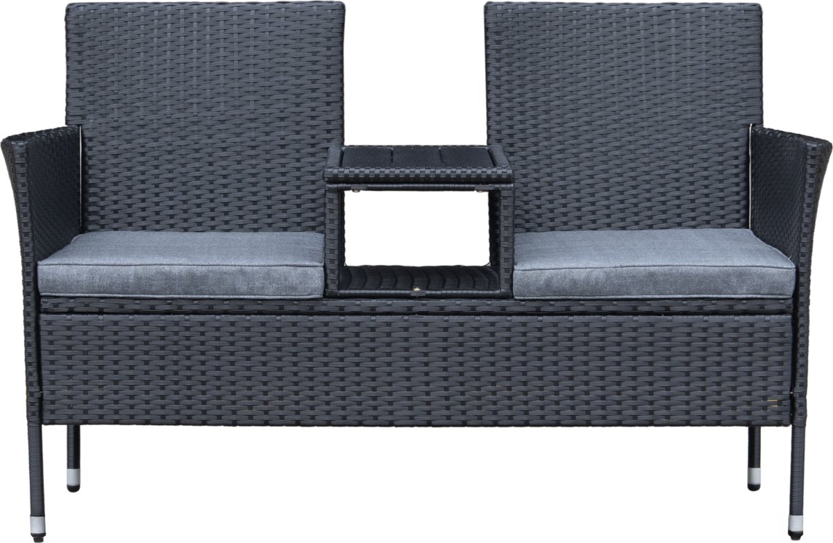 OUTDOOR havesofa 2-pers. med bord, sort