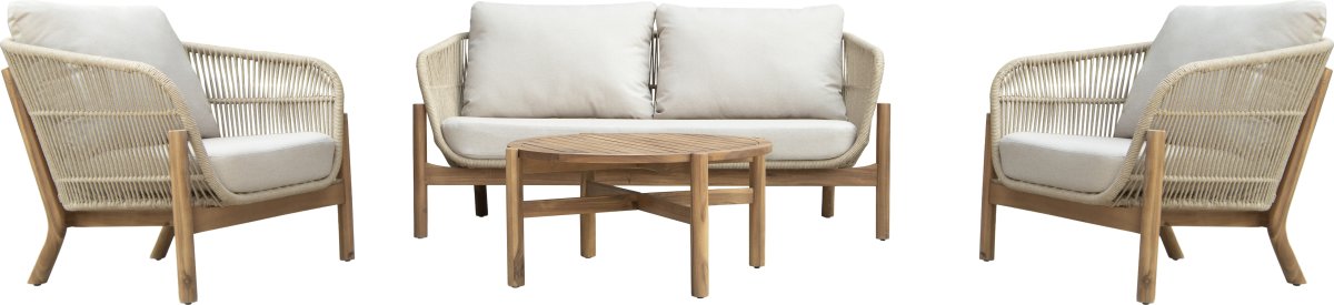 Bali Loungesæt 4 pers. med hynder, akacietræ/natur