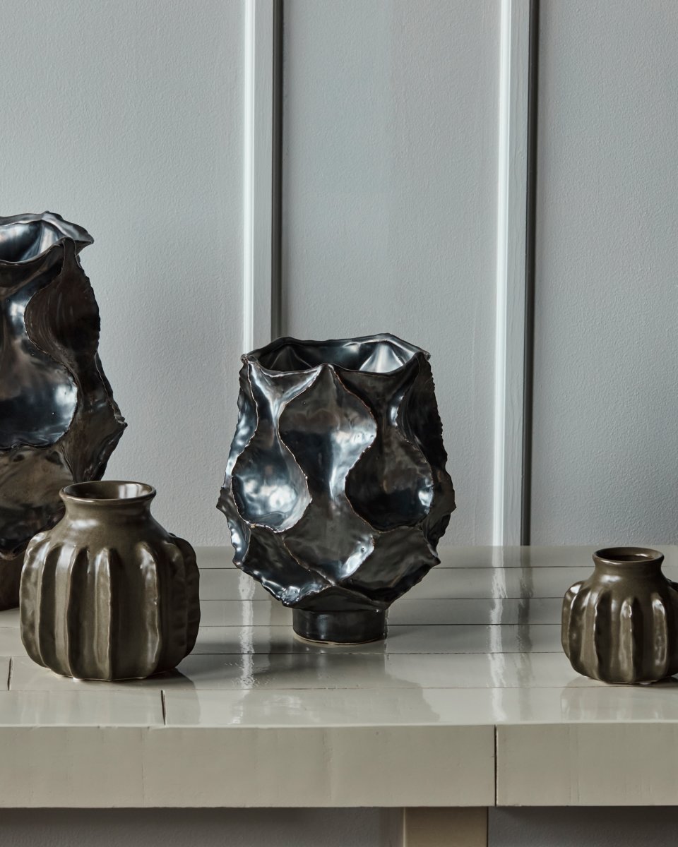 House Doctor Waves Vase H25 cm, metallisk