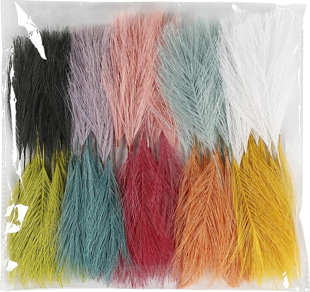 Pyntefjer | 15 cm | 100 stk. | 10 farver