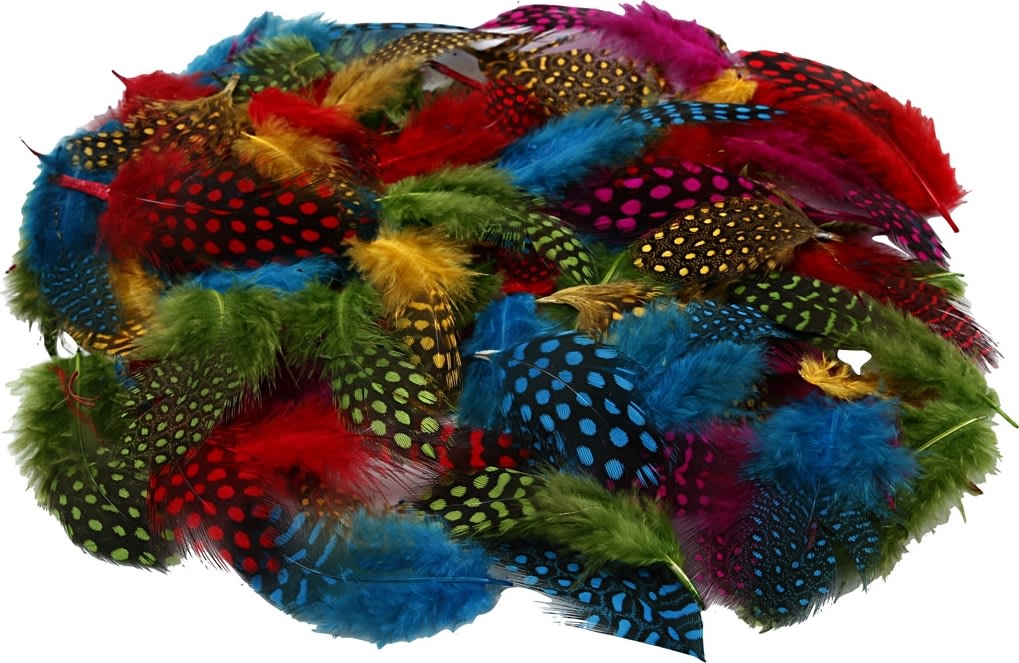 Perlehønsfjer | 50 g | Ass. Farver