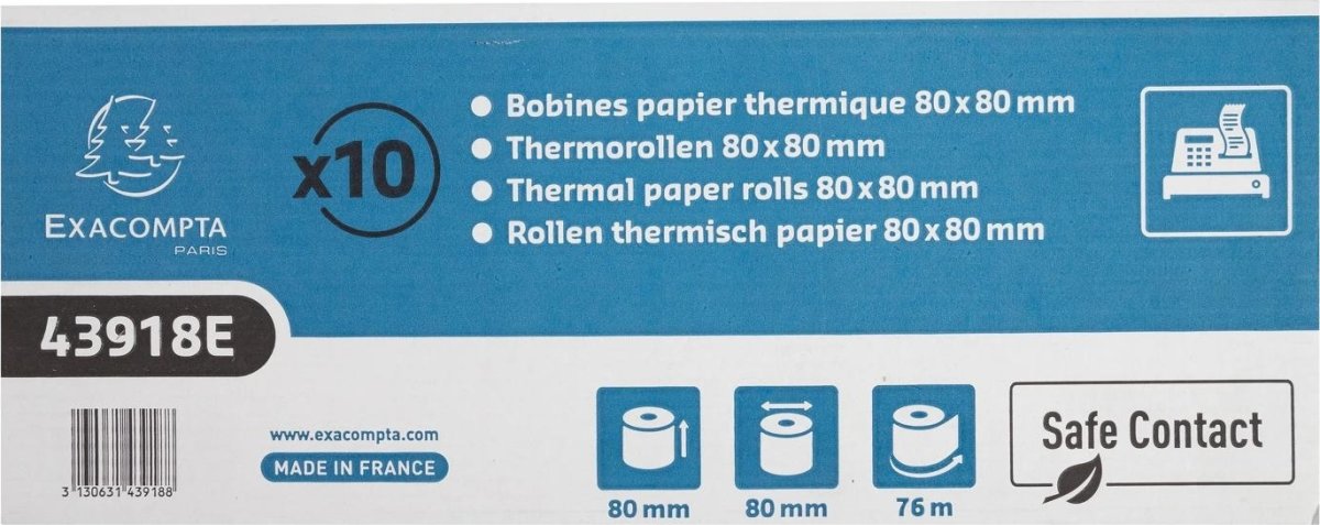 Clairefontaine Termorulle, kasseapp, 80x80mm, 10rl
