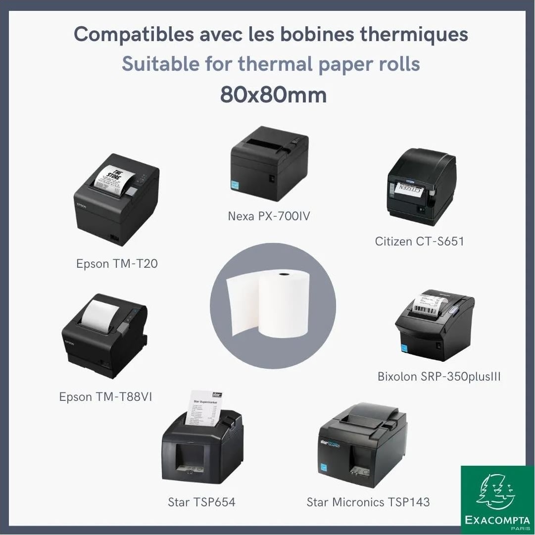 Clairefontaine Termorulle, kasseapp, 80x80mm, 10rl