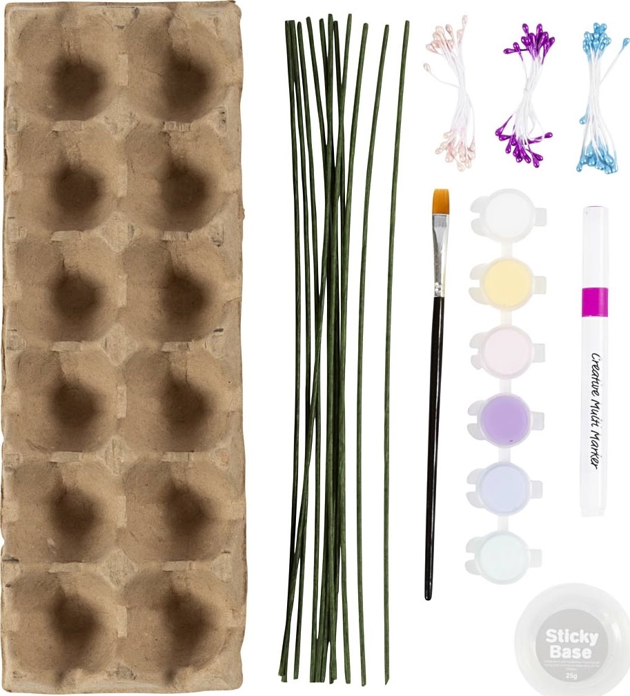 DIY Kit Æggebakke blomster | Pastelfarver