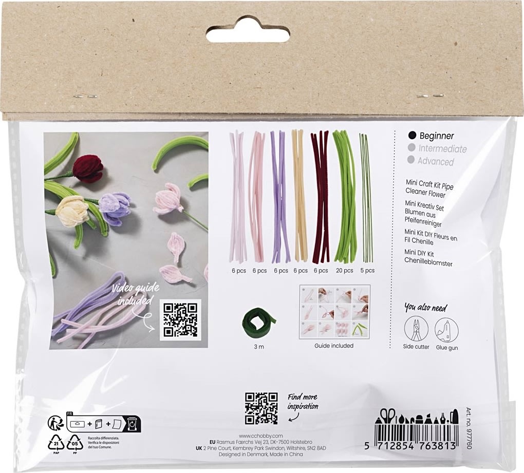 Mini DIY Kit Chenilleblomster | Tulipaner | ass.