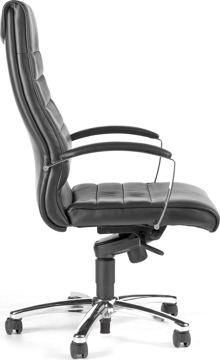 Melfi kontorstol, sort læder inkl. armlæn