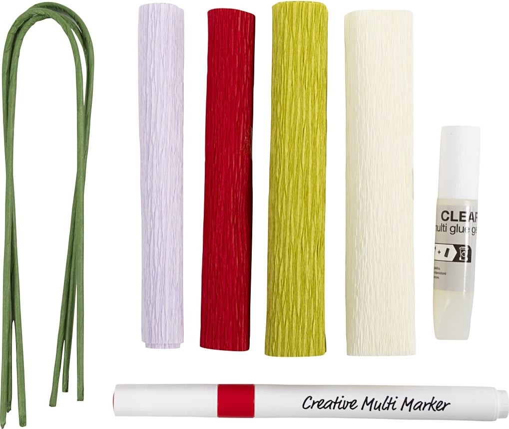 Mini DIY Kit Crepepapir | Blomster | Pastelfarver