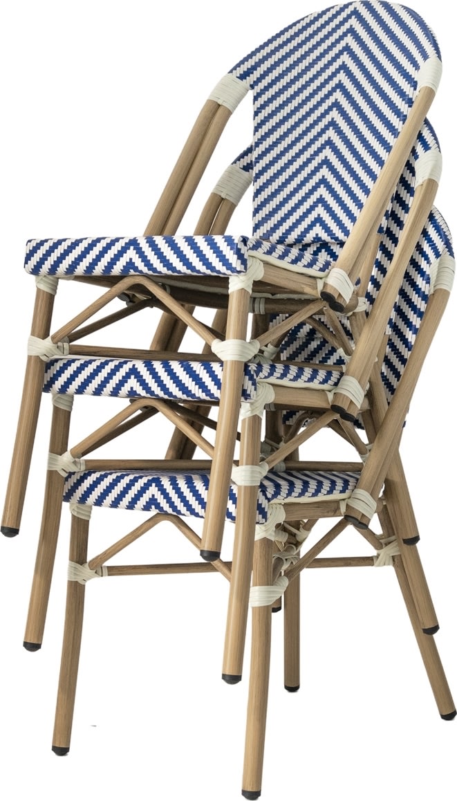 Cannes Havestol, flet/alu, UV, stabelbar, blå