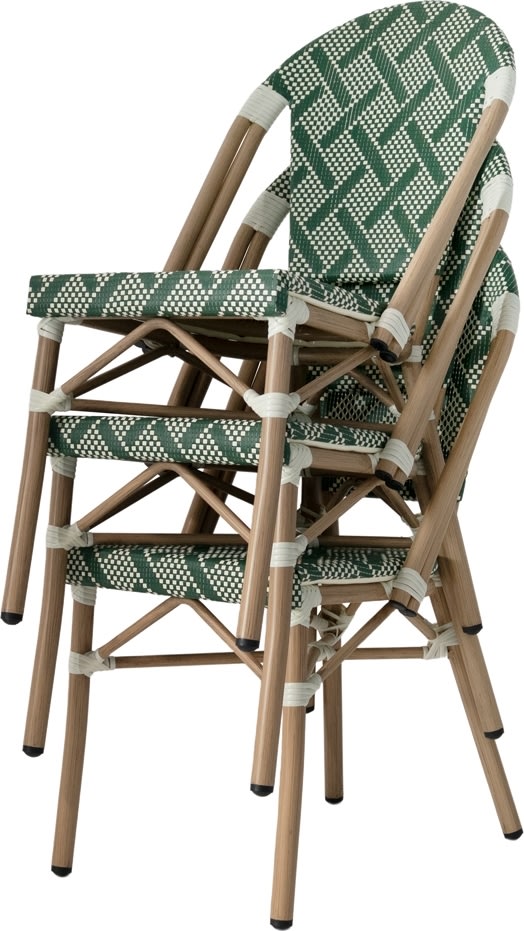 Cannes Havestol, flet/alu, UV, stabelbar, grøn