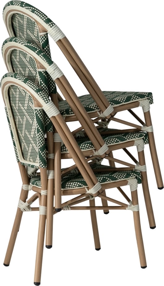 Cannes Havestol, flet/alu, UV, stabelbar, grøn
