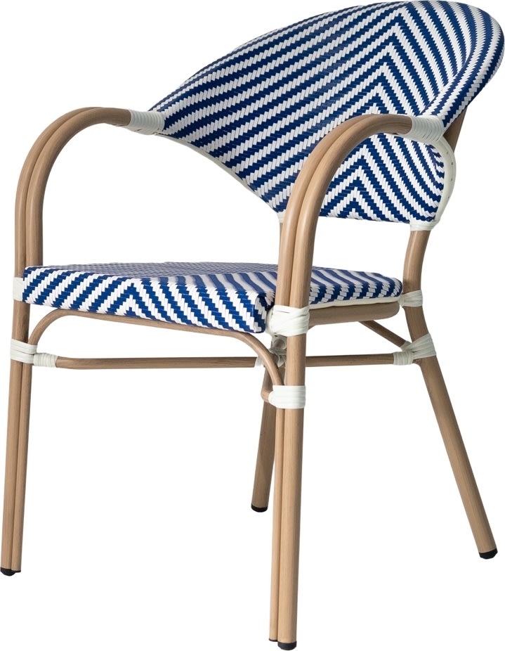 Marseille Havestol, flet/alu, UV, stabelbar, blå