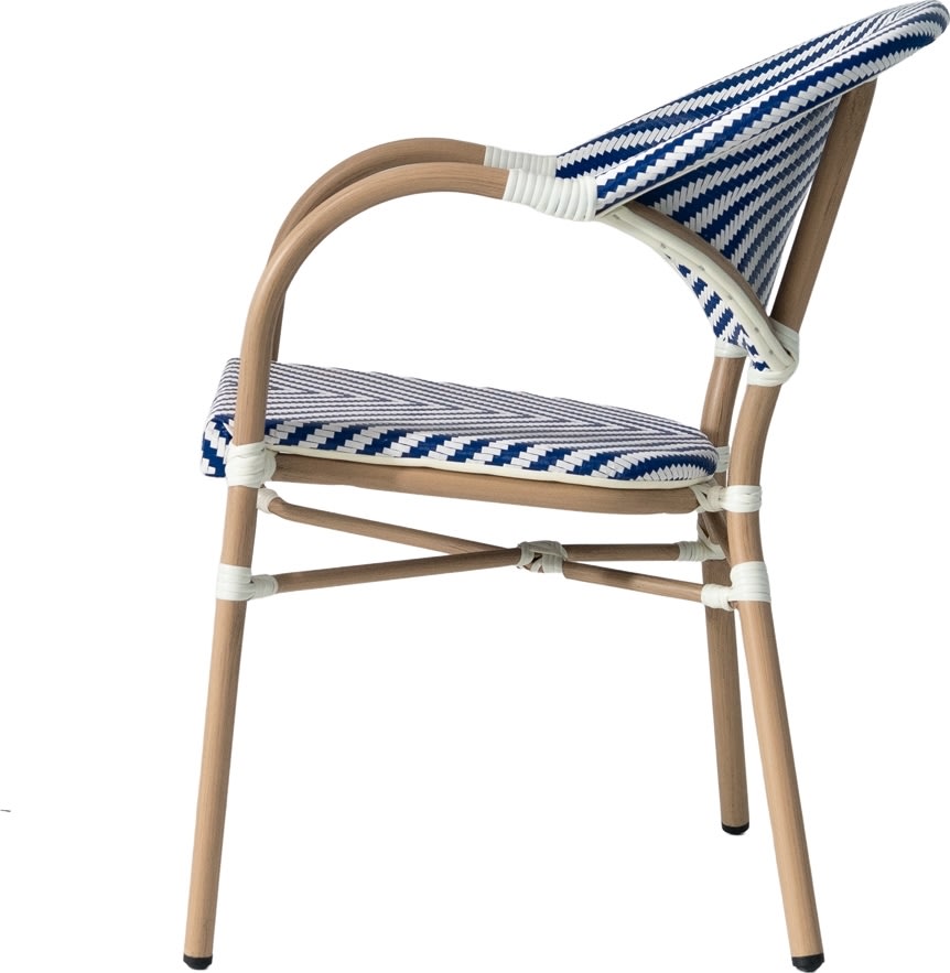 Marseille Havestol, flet/alu, UV, stabelbar, blå