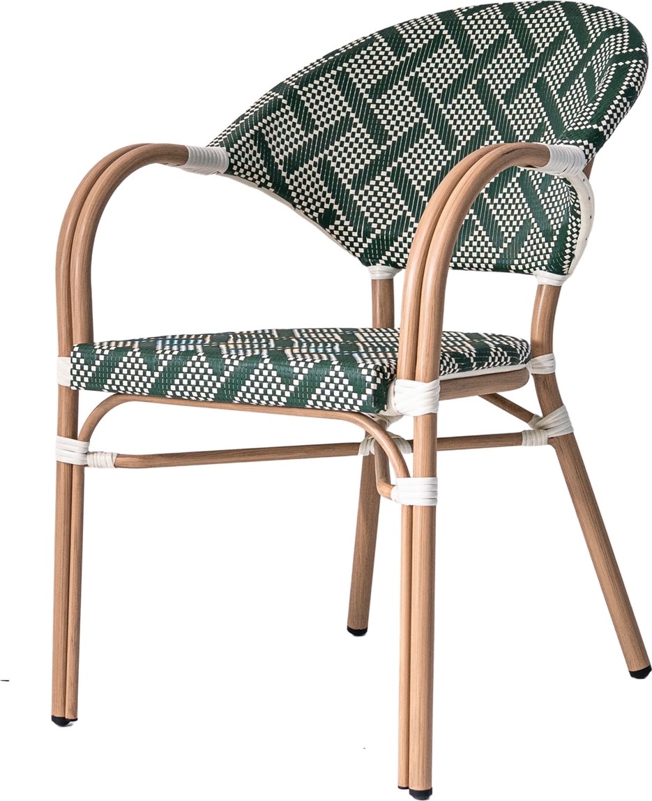 Marseille Havestol, flet/alu, UV, stabelbar, grøn