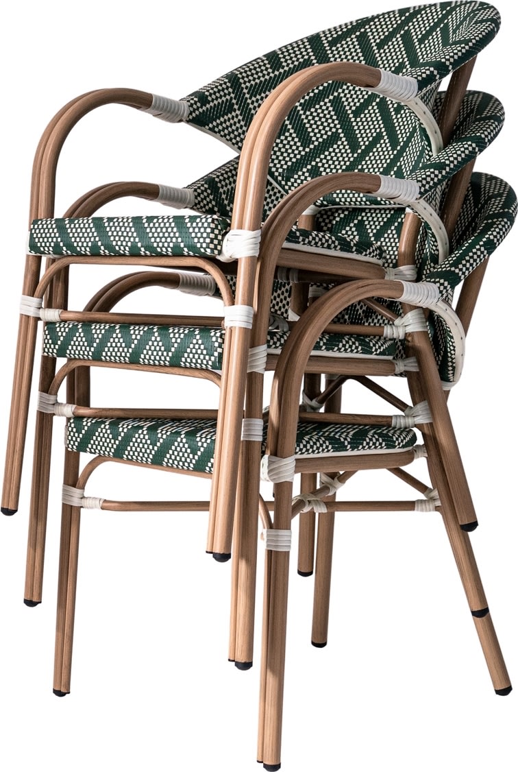 Marseille Havestol, flet/alu, UV, stabelbar, grøn