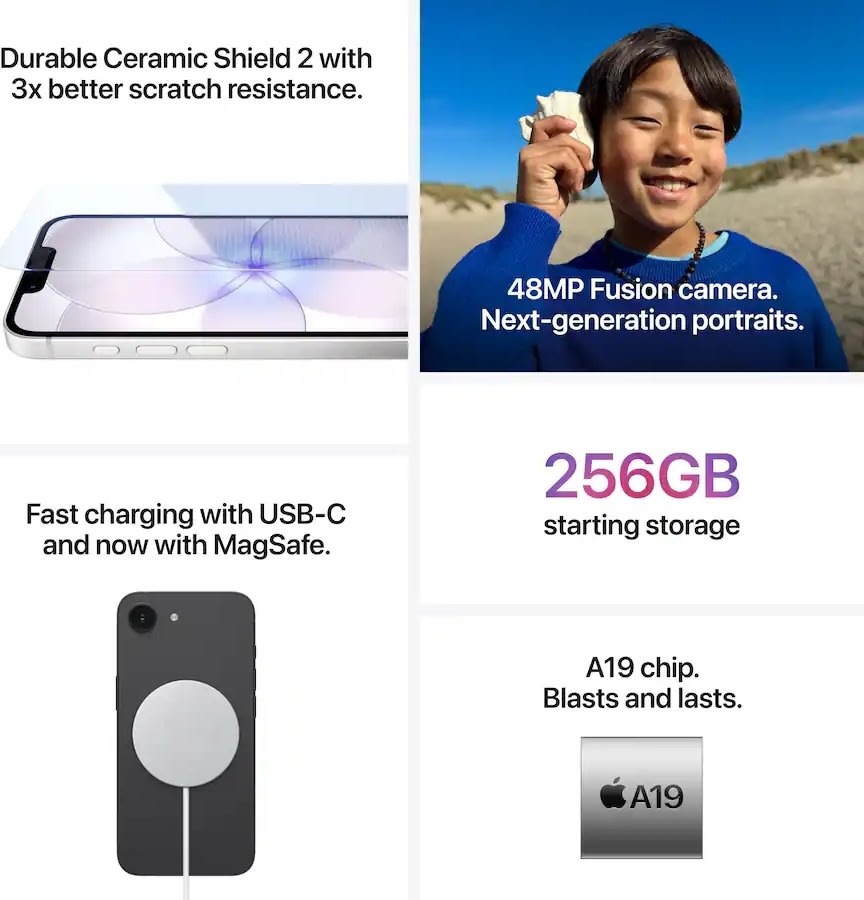 Apple iPhone 17e, 256GB, sort