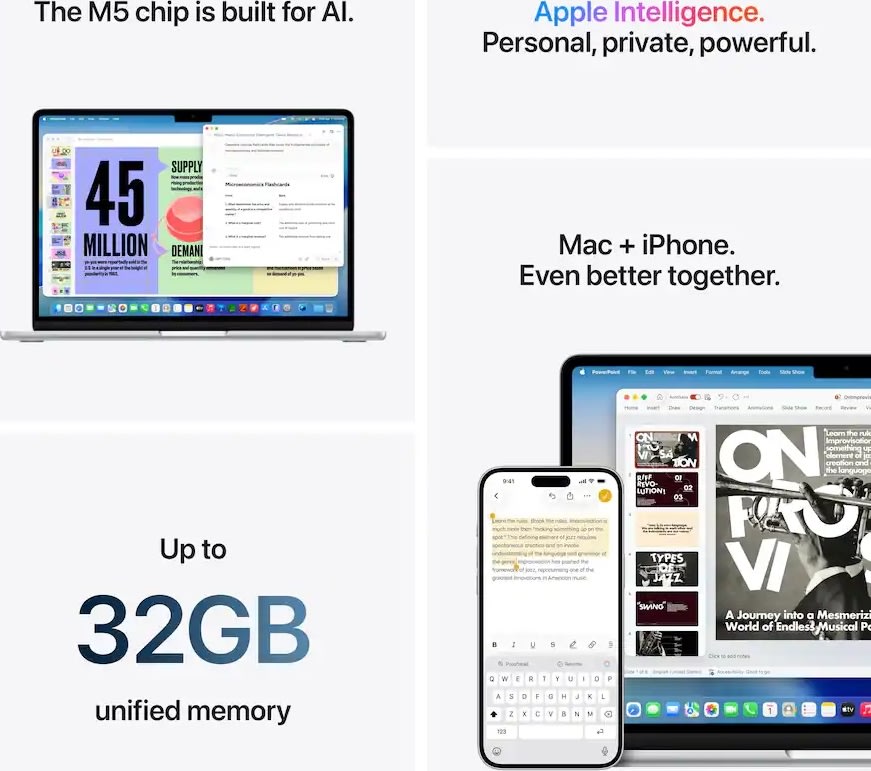 Apple MacBook Air M5 15", 16GB, 1TB SSD, skyblå