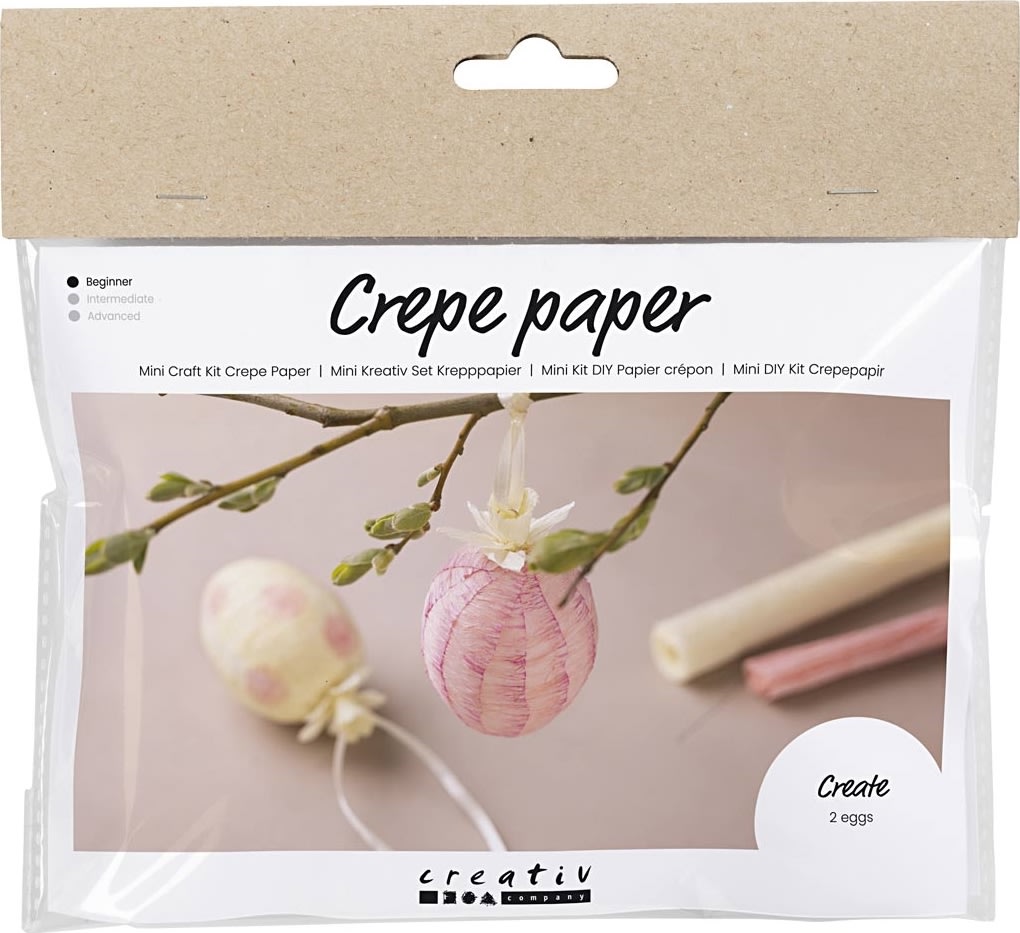 Mini DIY Kit Crepepapir | Æg | Lys pink & lys gul