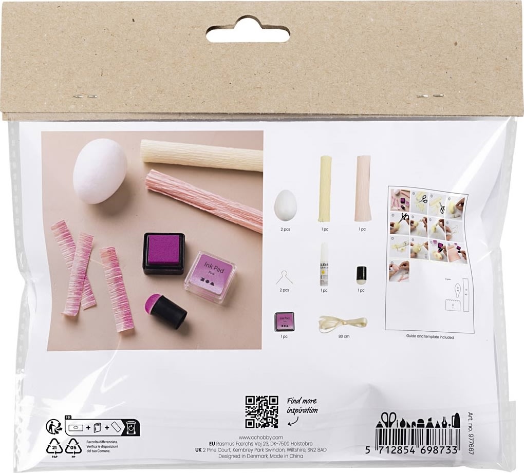 Mini DIY Kit Crepepapir | Æg | Lys pink & lys gul
