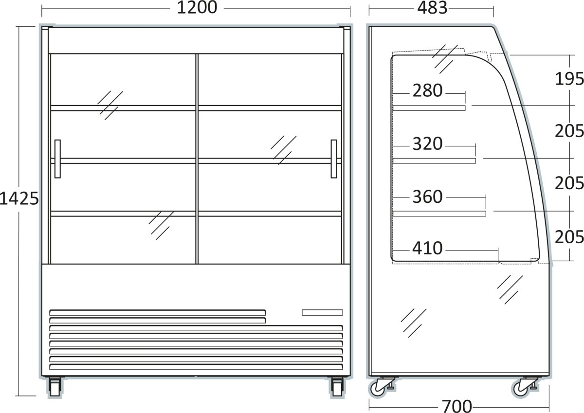 Scancool Åbent køleskab - OFC120BG