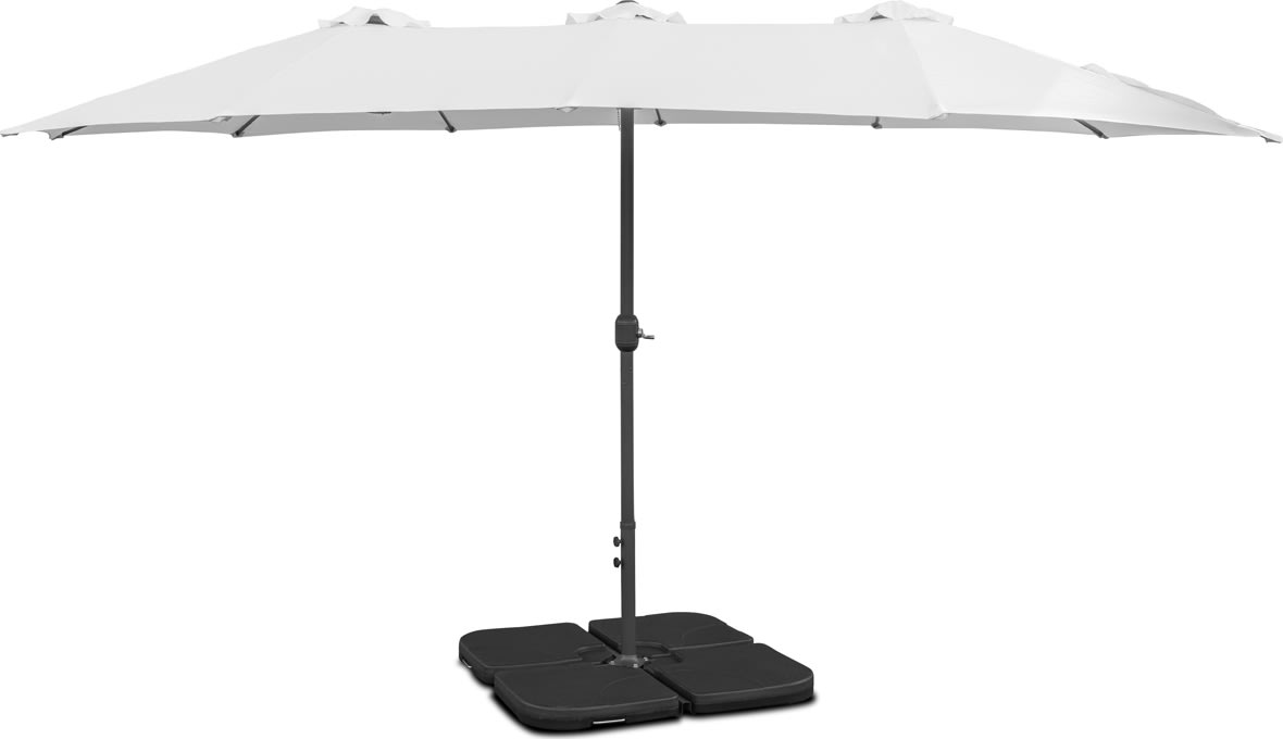 Dobbelt parasol, 450x264cm,inkl fod+overtræk,beige