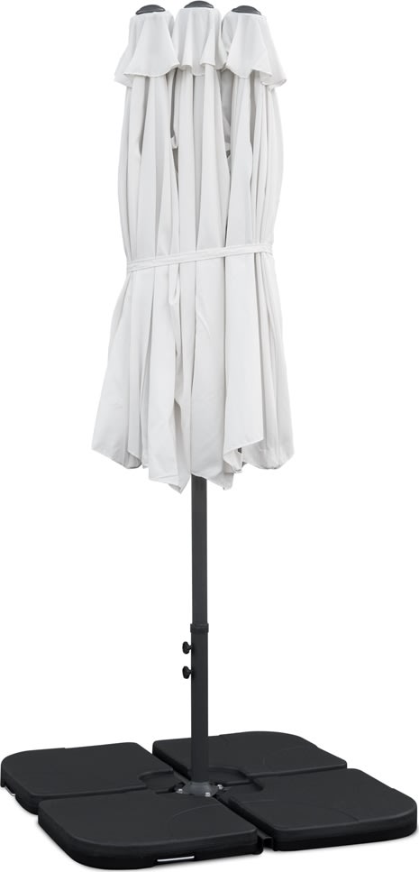 Dobbelt parasol, 450x264cm,inkl fod+overtræk,beige