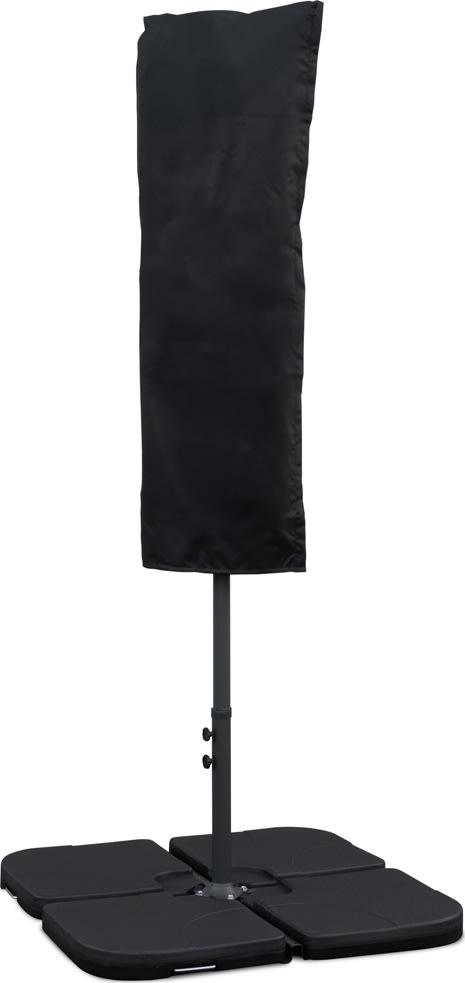 Dobbelt parasol, 450x264cm, inkl fod+overtræk,sort