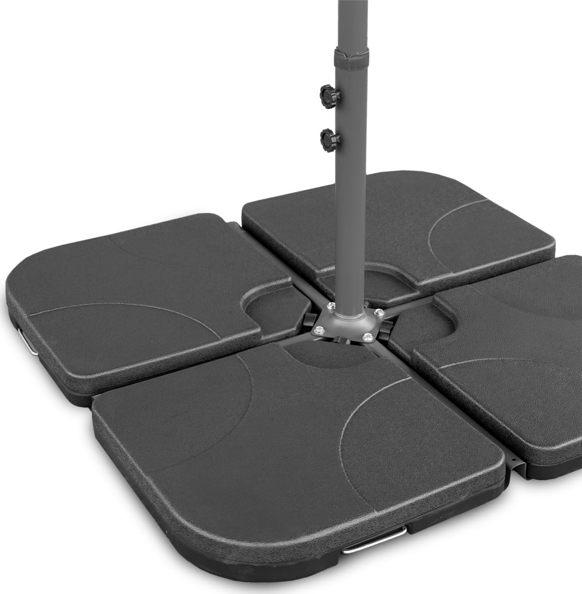 Dobbelt parasol, 450x264cm, inkl fod+overtræk,sort