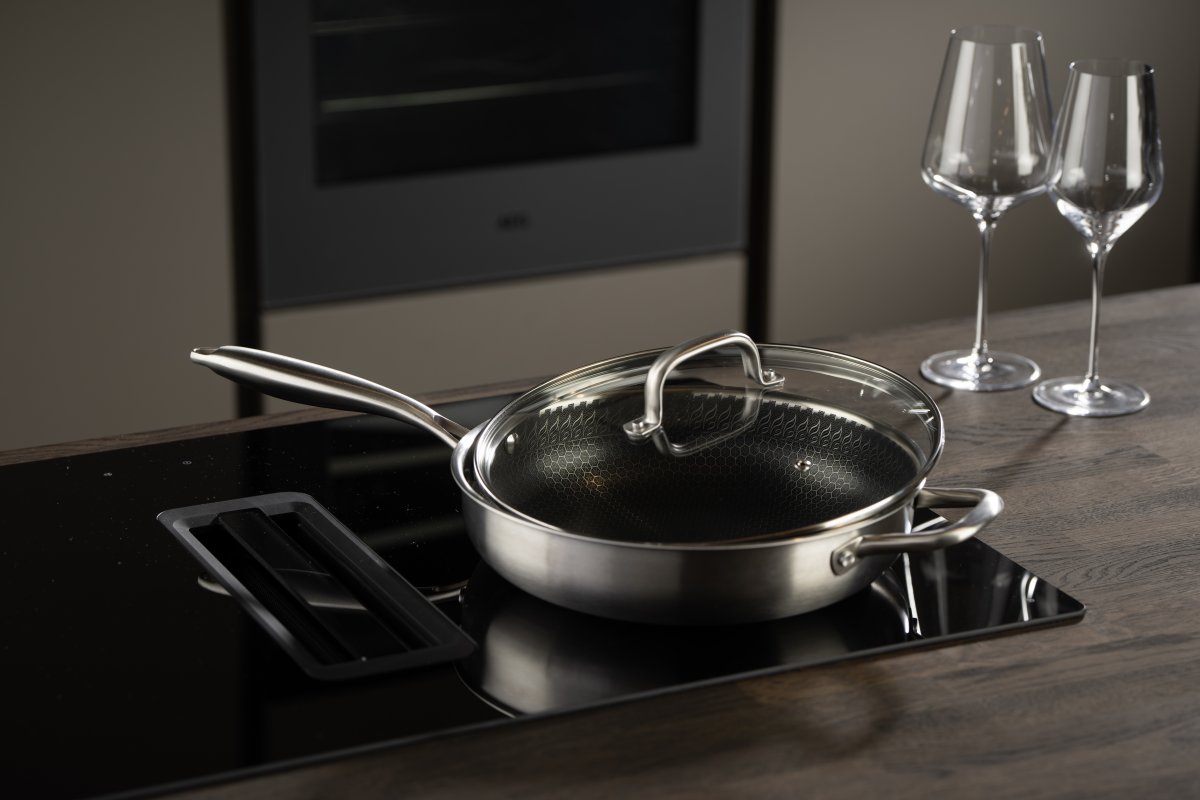 by Gaard Hexa Sautepande glaslåg, rustfristål, Ø28