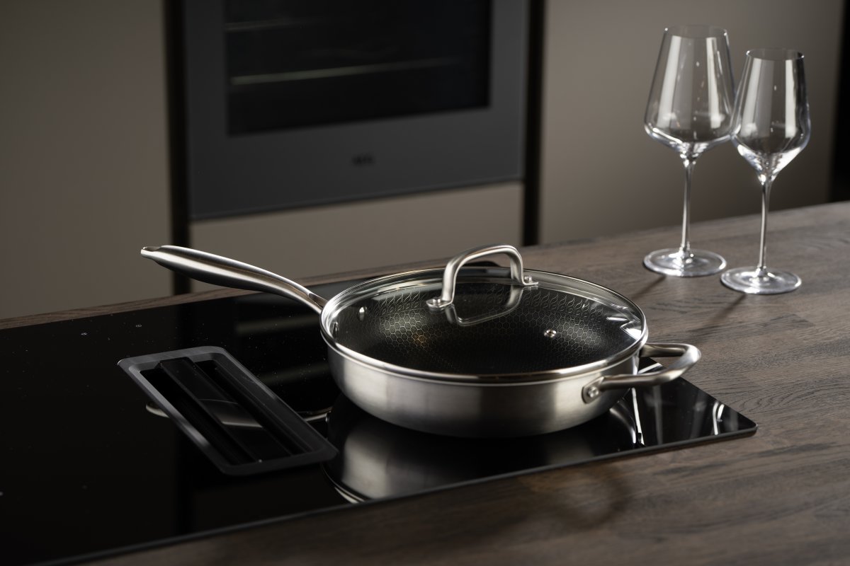 by Gaard Hexa Sautepande glaslåg, rustfristål, Ø28