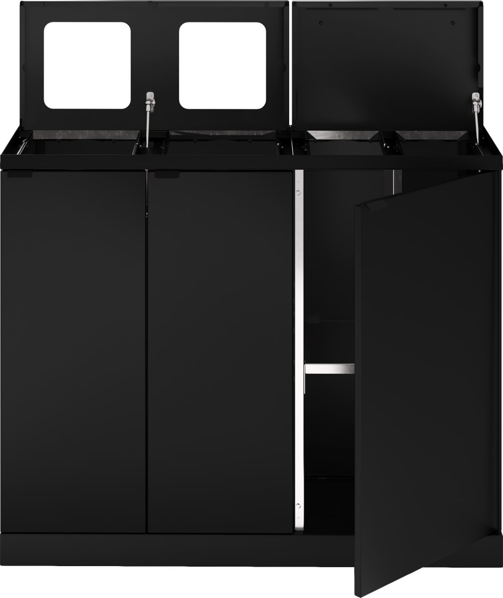 Bica 955 Affaldsstation 4 spande m/låg , sort