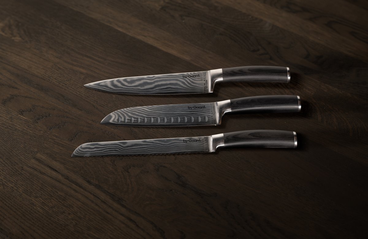 by Gaard Damascus knivsæt, 3 dele