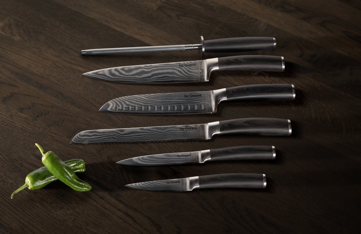 by Gaard Damascus knivsæt, 6 dele