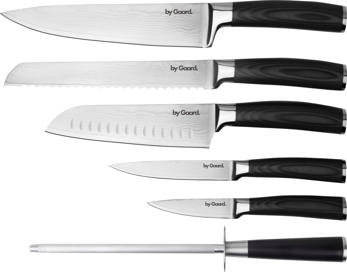 by Gaard Damascus knivsæt, 6 dele