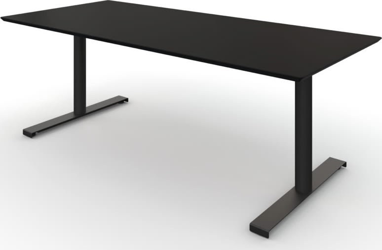 Fumac skrivebord 140x80, sort laminat, sort stel