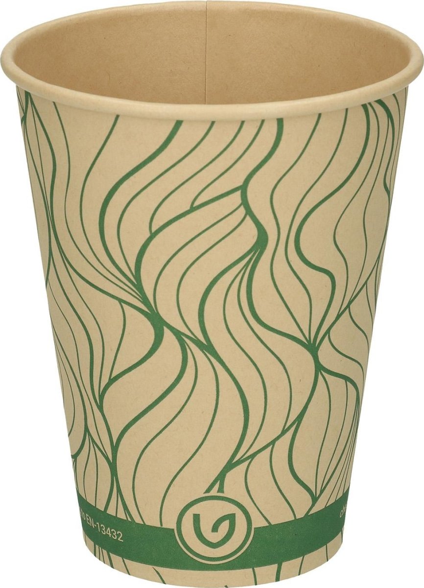 Papkrus, grøn/natur, plastfri, 30 cl, 50 stk.