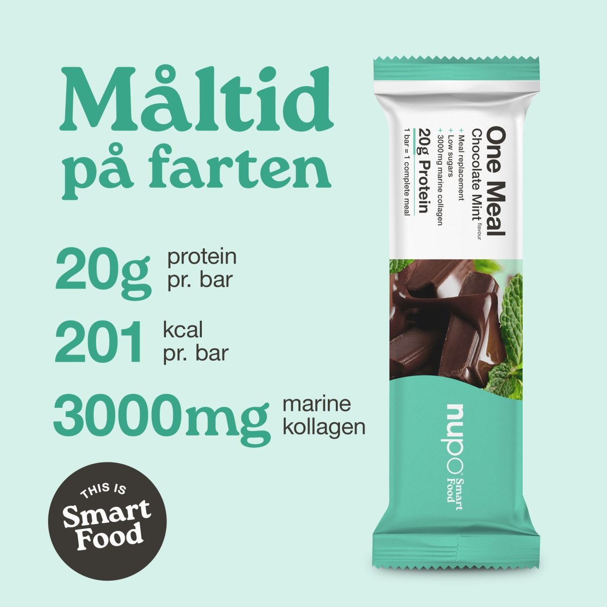 Nupo One Meal Bar Chokolade/Mint og kollagen, 60 g