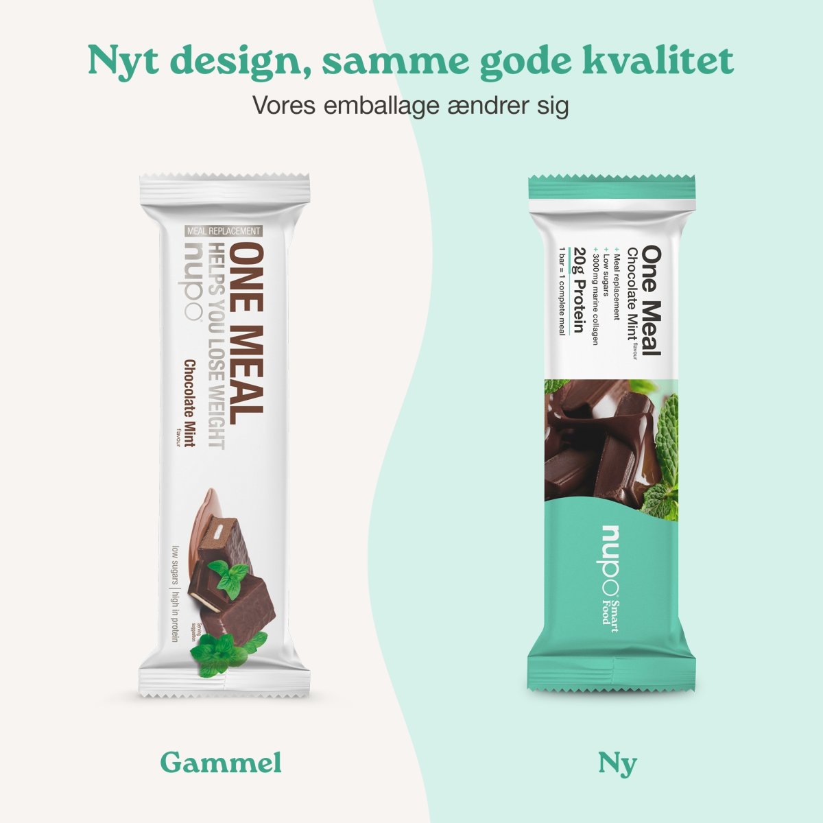 Nupo One Meal Bar Chokolade/Mint og kollagen, 60 g