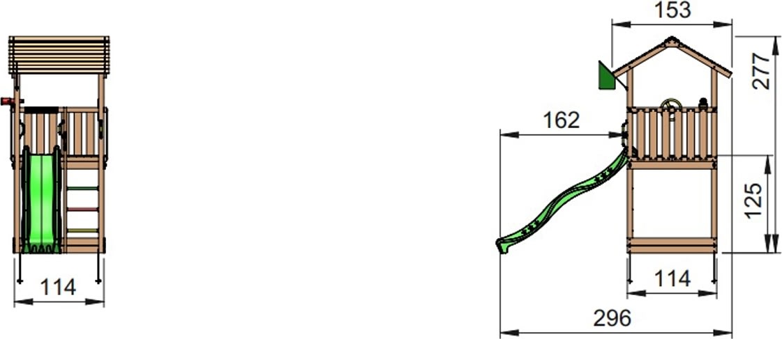 Jungle Gym Casa 2.1 legetårn m/blå rutsjebane