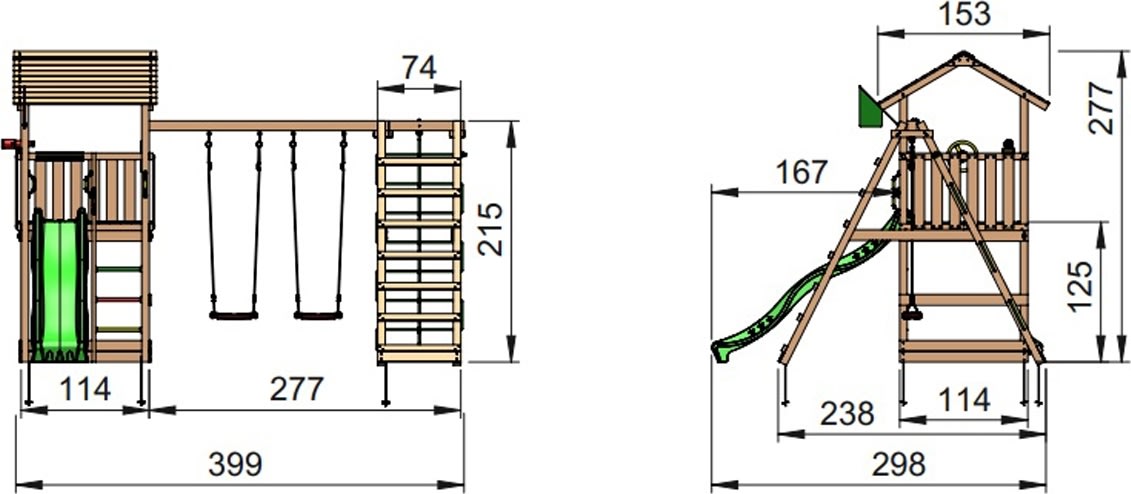 Jungle Gym Casa 2.1 legetårn m/climb og rutsjebane
